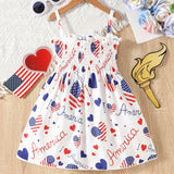 Girls All-American Flag Print Cami Sundress - Adorable 4th of July Party Dress for Summer Holidays