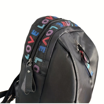 Trendy Colorful Letter Backpack, Nylon Material Zipper Knapsack, Perfect Daypack For Casual Travel And Daily Use