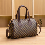 Trendy Geometric Pattern Mini Handbag, PU Leather Boston Bag, Perfect Shoulder Bag For Daily Use