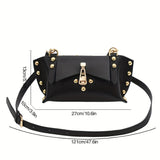 Trendy Punk Crossbody Bag, Rivet Studded Shoulder Bag, Women's Fashion Handbag & Purse