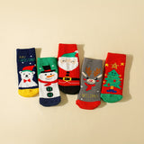 5pairs Baby Boys Kids Santa Claus Christmas Gift Bear Elk Terry Thickened Warm Socks, Toddlers Children's Trendy Socks