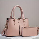 2pcs Elegant Solid Color Handbag Set, Fashion Tote Bag With Clutch Purse, Women's Crossbody Bag