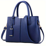 Women's Elegant Tote Satchel Bag, Faux Leather Shoulder Bag, Versatile Handbag For Work