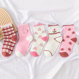 5pairs Baby Girls Kids Lace Cute Sweet Princess Socks, Thickened Anti-odor Warm Socks, Children's Socks For Spring Autumn Winter