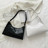 Stylish Embossed Baguette Bag, Solid Color Shoulder Bag, Women's PU Leather Handbag