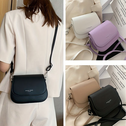 solvbao Simple Saddle Bag, Women's Mini Flap Purse, Fashion PU Leather Crossbody Bag