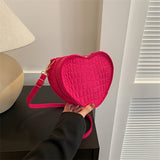 Stylish Peach Heart Shape Crossbody Bag, Crocodile Print Solid Color Shoulder Bag, Perfect Sling Bag For Daily Use