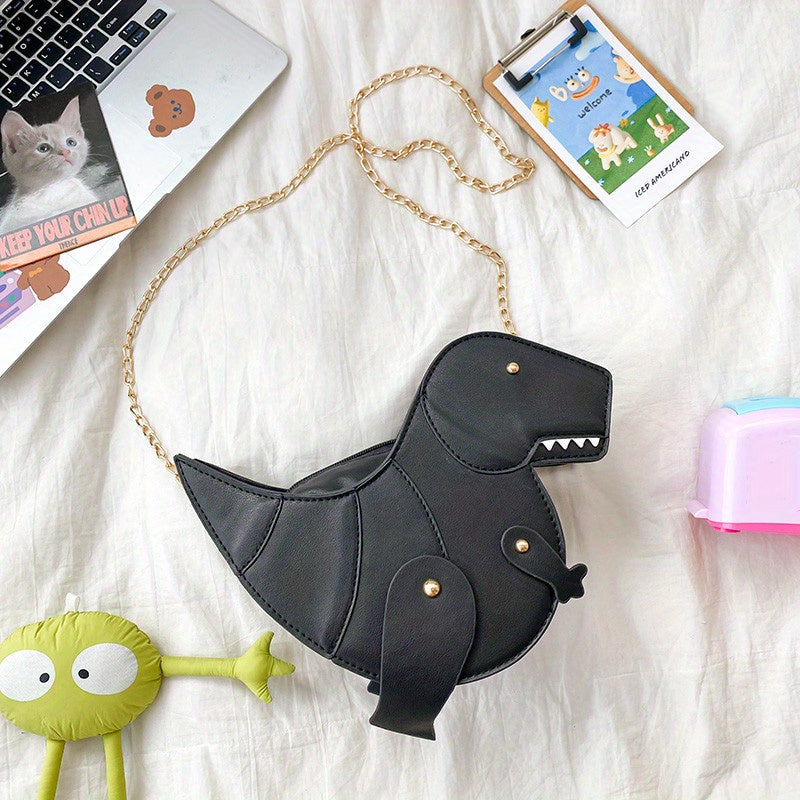 solvbao Dinosaur Shape Crossbody Bag, Fashion Chain Shoulder Bag, Cartoon Design PU Leather Purse