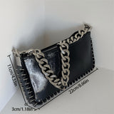 Trendy Chain Decor Crossbody Bag, Y2K PU Shoulder Bag, Women's Casual Fashion Handbag & Phone Purse