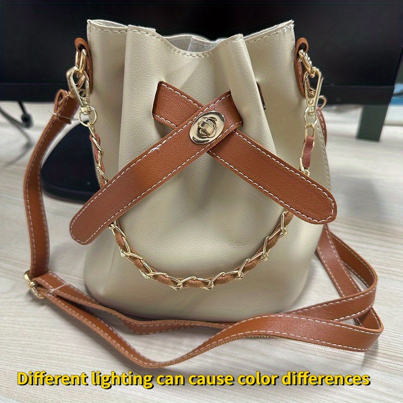 solvbao  Mini Colorblock Drawstring Bucket Bag, Classic Crossbody Bag, Women's Versatile Handbag & Shoulder Purse