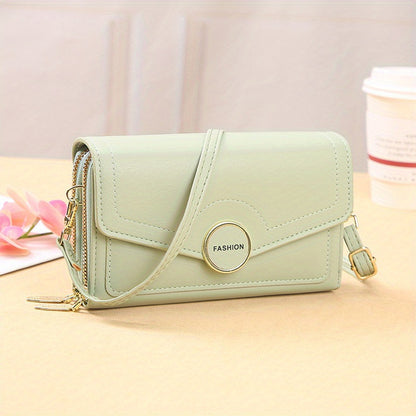 solvbao  Trendy Long Wallet For Women, Buckle Decor Crossbody Bag, Fashion Flap Square Purse