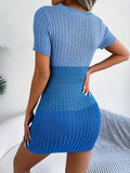 solvbaoColor Block Cut Out Dress, Sexy Bodycon Crew Neck Short Sleeve Bag Hip Dress, Women's Clothing