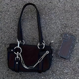 Y2K Punk Style Shoulder Bag, Trendy Motorcycle Underarm Bag, Trendy Handbag & Purse For Girls