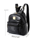 1pc Retro Style Crocodile Pattern Backpack, Mini PU Leather Backpack, Fashion Casual Rucksack For Travel, Simple Black Backpack White Bag, Fashion Versatile Women's Bag