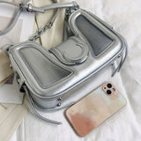 Trendy Silver Crossbody Bag, Trendy Y2K Shoulder Bag, Women's Fashion Handbag & Tote Purse