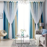 2pcs Hollow Star Sheer Curtain Window Treatment For Living Room Bedroom Office Home Decor