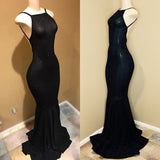 kamahe Backless black prom dress, sequins evening gowns