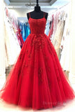 kamahe Backless Red Lace Long Prom Dress, Red Lace Formal Dress, Red Evening Dress, Lace Ball Gown