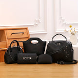 5pcs/set Fashion Top Handle Satchel, Trendy PU Shoulder Bag, Women's Casual Handbag, Crossbody Bag & Clutch Purse