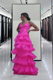 kamahe Ball Gown Hot Pink Straps Evening Party Dress Prom Dress