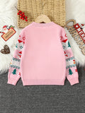 Adorable Toddler Snowman Bell Jacquard Round Neck Knit Pullover - Soft, Warm, and Cozy Sweater for Girls - Fall Winter Season Essential for Kids