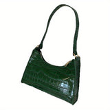 Stylish Embossed Baguette Bag, Solid Color Shoulder Bag, Women's PU Leather Handbag