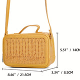 Straw Woven Square Crossbody Bag, Summer Braided Shoulder Bag, Women's Casual Handbag & Purse