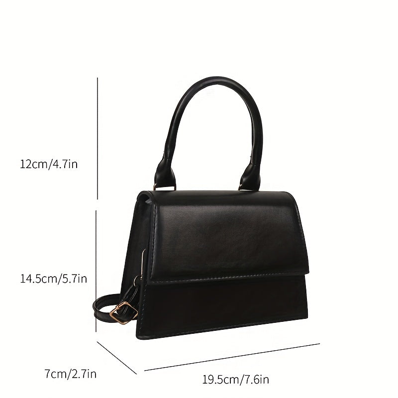 solvbao  Minimalist Textured Top Handle Bag, All-Match Flap Small Shoulder Bag, Women Girls PU Leather Handbag Purse