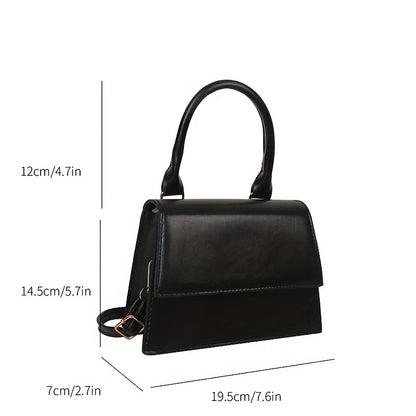 solvbao  Minimalist Textured Top Handle Bag, All-Match Flap Small Shoulder Bag, Women Girls PU Leather Handbag Purse