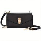 Trendy Solid Color Square Shoulder Bag, Bead Turn-Lock Crossbody Abg, All-Match Purse