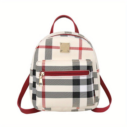 solvbao  1pc New Plaid Stylish Backpack, Multi-functional Casual Plaid Backpack, Trendy Sweet Crossbody Bag, Cute Double Shoulder Bag, Mobile Phone Bag, Camera Bag, Lipstick Bag