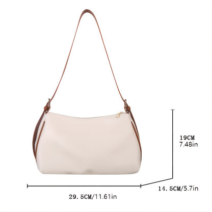 solvbao  Simple Colorblock Shoulder Bag, All-Match Zipper Underarm Bag, Women's Stylish Armpit Bag