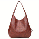 Vintage Shoulder Bag For Women, Stitching Detail Tote Bag, Large Capacity Hobo Bag