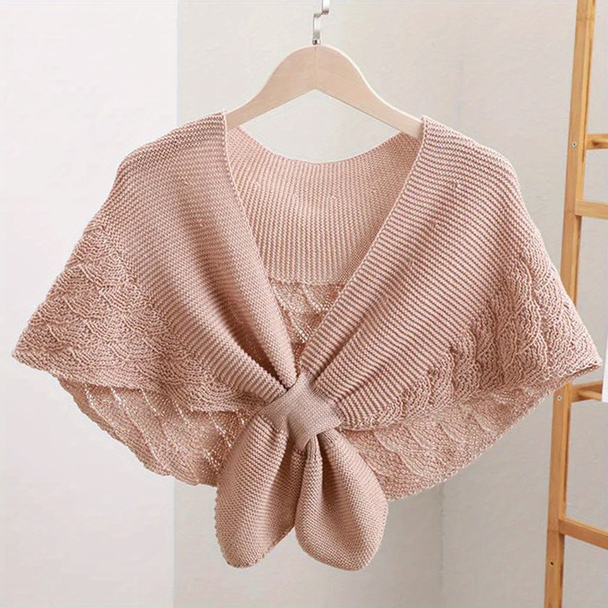 solvbaoFashion Shawl Ladies Hollow Knitting Cape Outer Small Shawl Knitted Vest Shoulder Scarf For Women