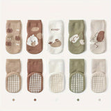 A Pair Of Baby Girl's Adorable Cartoon Pattern Solid Floor Socks, Comfy Non Slip Thermal Casual Socks, Winter