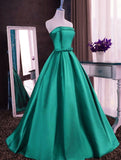 solvbao Charming Green Satin Sweet 16 Dress, Long Party Gown