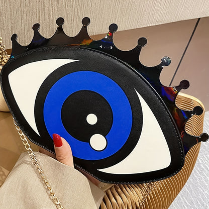 solvbao  Funny Evil Eyes Crossbody Bag With Chain Strap, Creative Big Eye Novelty Purse, Vintage Trendy Shoulder Bag For Women