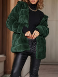 Luxurious Faux Fur Coat - Elegant Open Front, Long Sleeve, Baggy Design, Button Decor, Soft and Warm Winter & Fall Essential - Women's Clothing