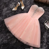 Beads Sequins Short Homecoming Dresses Sweetheart Coral Pink Hoco Dress