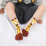 2pairs Boys Kids Five-finger Socks, Cartoon Giraffe Cute Split Toe Socks, Breathable Comfy Crew Socks For Autumn Winter, Children's Socks