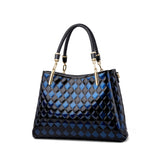 Argyle Pattern Tote Bag, Elegant Colorblock Handbag With Zipper, Women's Casual Satchel Bag For Work