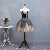 Black and Champagne Sweetheart Short Formal Dress Party Dress, Short Homecoming Dresses