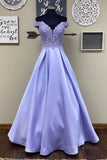 kamahe Blue purple lace satin long prom dress blue purple formal dress