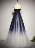 Solvbao Charming Navy Blue Gradient Bridesmaid Dress, Tulle A-line Party Dress