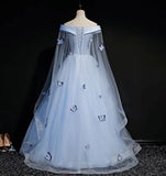 solvbao Beautiful Light Blue Ball Gown Lace-up Party Dress, Blue Prom Dress