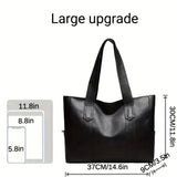 solvbao  Vintage Style Tote Bag, Large Capacity Shoulder Bag, Women's PU Leather Handbag