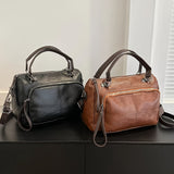 solvbao Retro Style Handbag For Women, Solid Color Crossbody Bag, Casual PU Leather Boston Bag