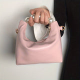 Trendy Ruched Handbags, Women's Chain Crossbody Bag, Faux Pearl Handle Clutch Purse