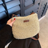 solvbao  Trendy Woven Straw Bag, Women's Summer Beach Handbag, Large Capacity Crossbody Bag