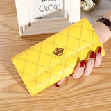 Argyle Embroidery Wallet, Women's Folding Long Money Clip, Clutch Bag Classic Small Card Purse